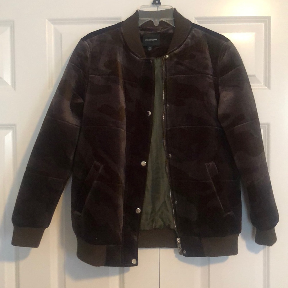 Camo velvet oversized bomber